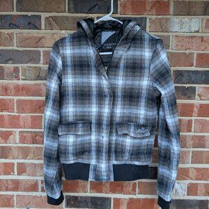 Volcom Women’s Plaid Cropped Coat | Zip & Snap Front | Hooded